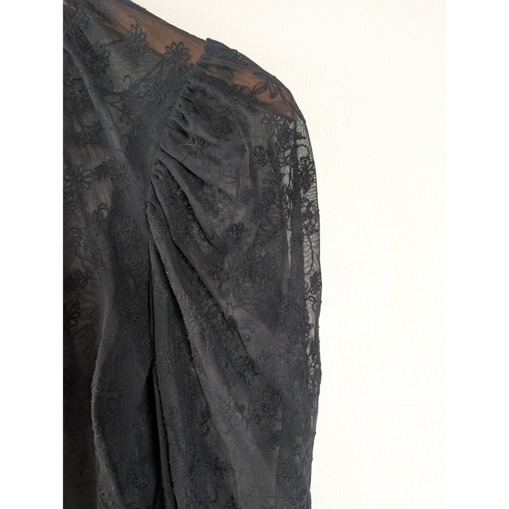 For Love & Lemons Lace Blouse Mock Neck S Black Sheer Dark Romantic Whimsygoth - Picture 7 of 11